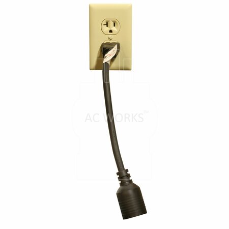 Ac Works 1FT NEMA 5-20P 20A 125V Plug to Locking 20 Amp L5-20R Female Connector S520L520-012